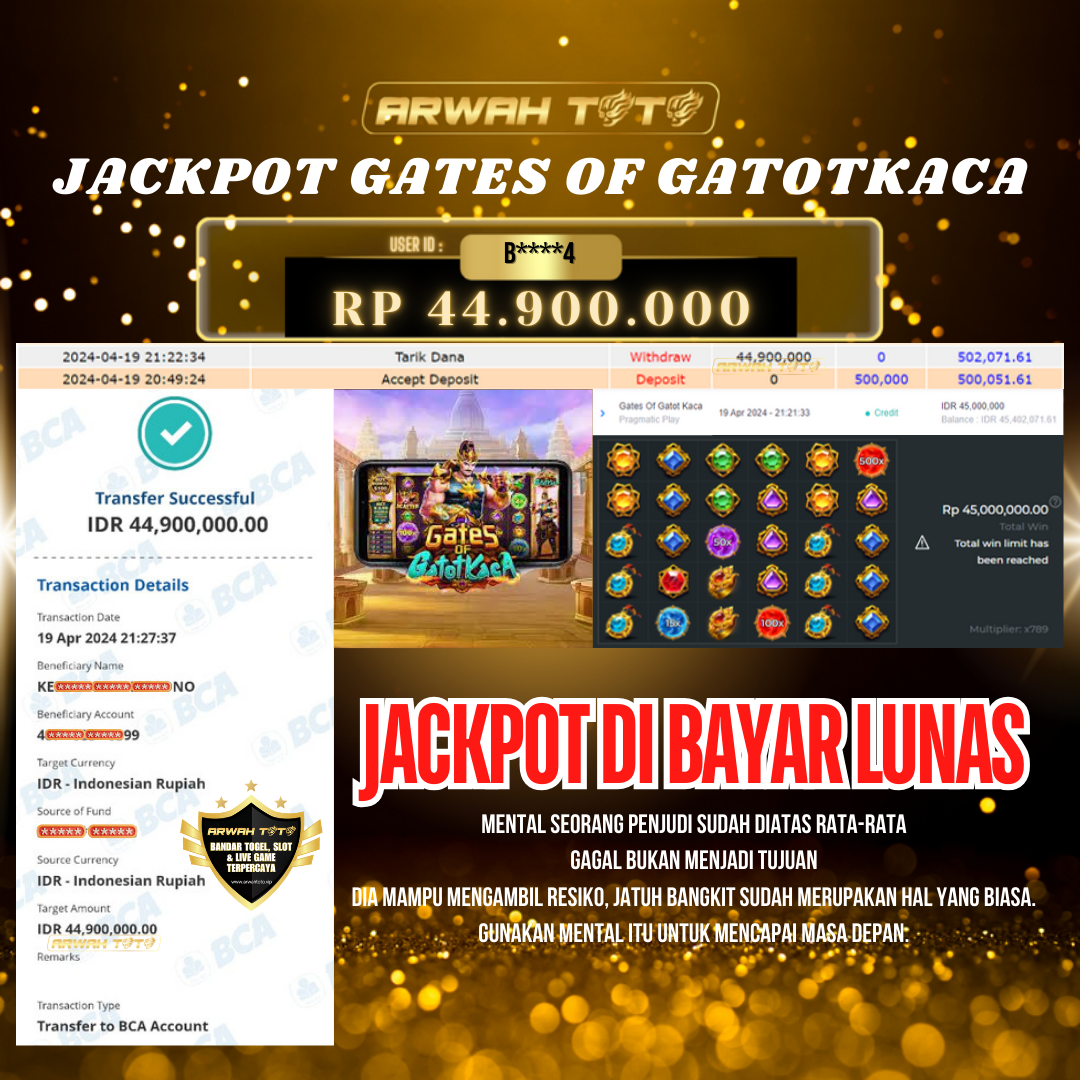 ARWAH TOTO JP DIBAYAR LUNAS Jackpot SLOT GAMES Withdraw Berhasil Rp 44.900.000